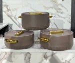 Luxury Royal Gold Handle Hotpot Set of 3