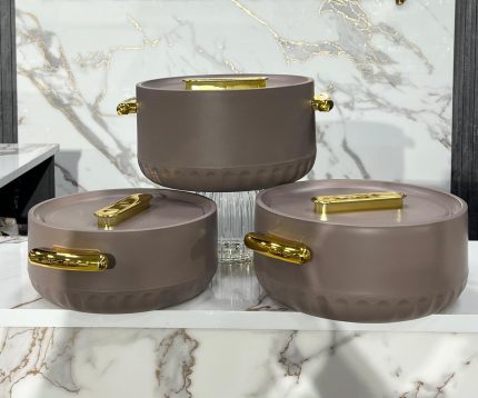 Luxury Royal Gold Handle Hotpot Set of 3